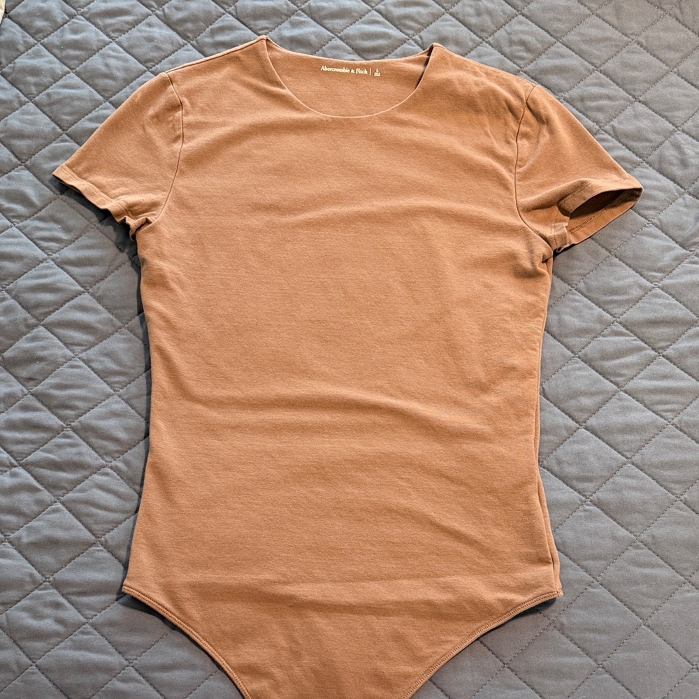 Abercrombie & Fitch Tan Short Sleeve Bodysuit